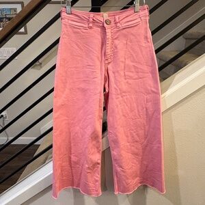Pink The Ettie High-Rise Crop Wide-Leg Jeans by Maeve | Size 29P